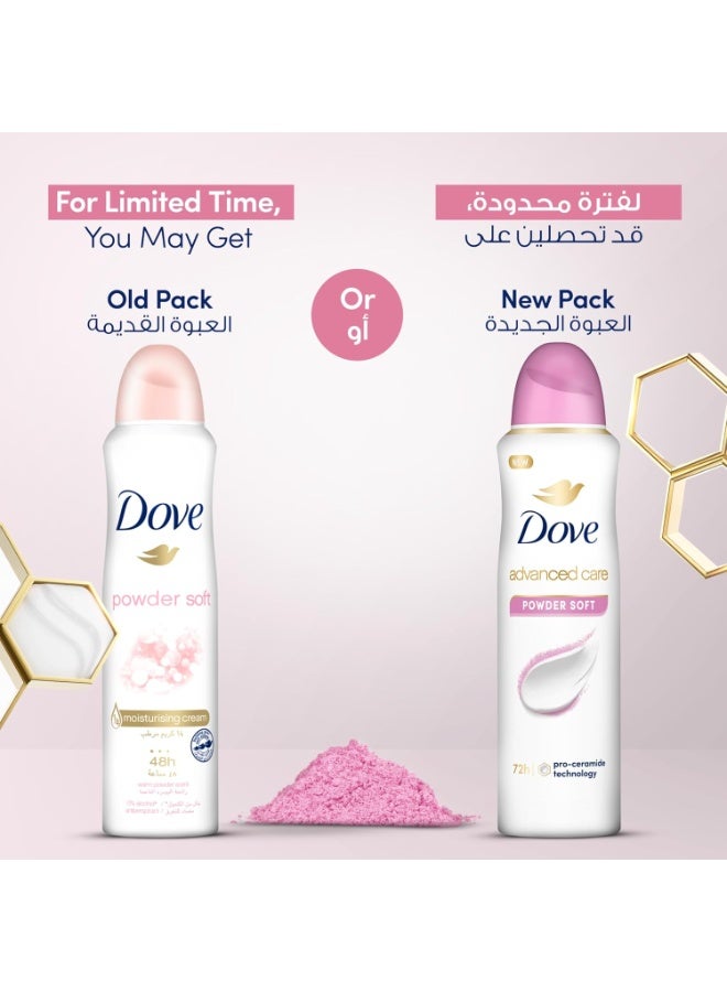 Dove Advanced Care Antiperspirant Deodorant Spray Powder Soft, 150ml Pack of 2 - Image 3